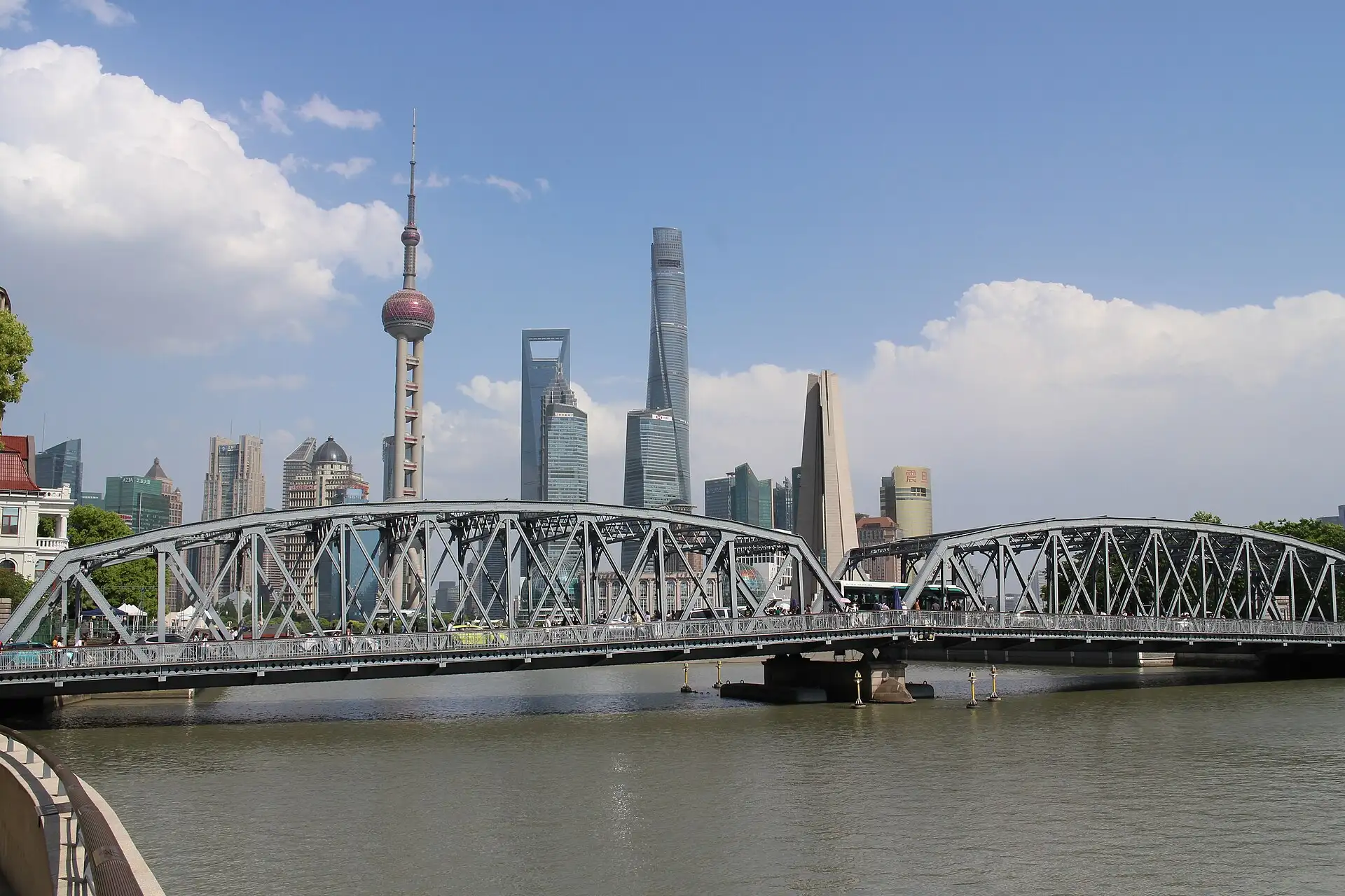 Waibaidu Bridge, the steel truss bridge over Suzhou Creek at the north end of the Bund.