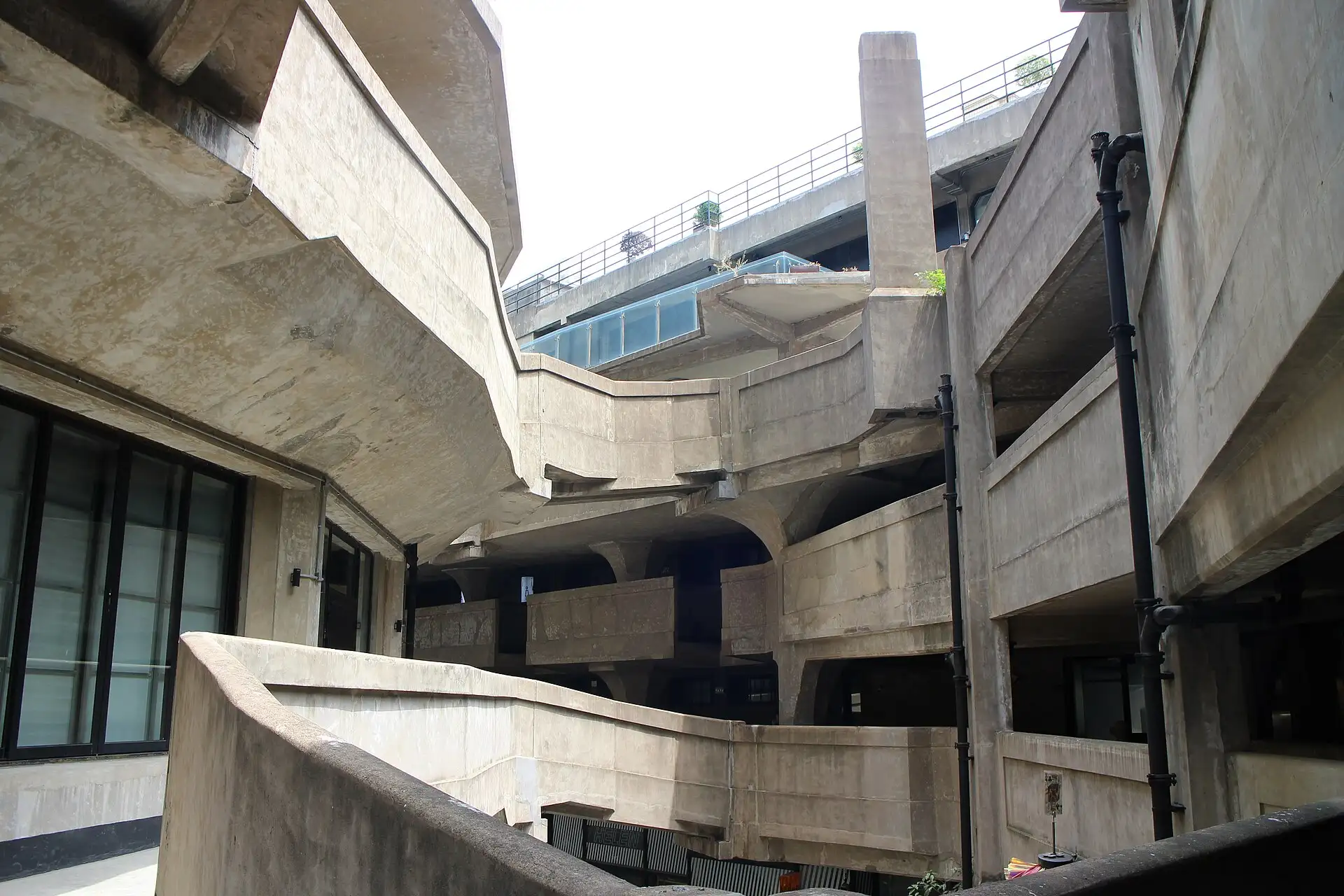 Curved concrete ramps and bridges inside the 1933 slaughterhouse building.