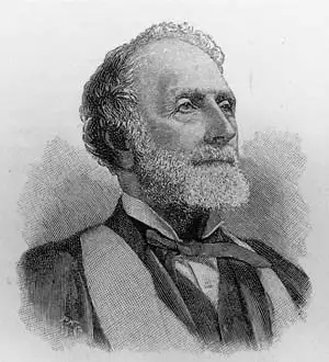 Engraved portrait of a bearded man looking up and to the right, in a dark gown with a light stole.